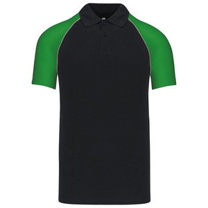 Pack of 25 POLO BASE BALL Shirts - Kariban K226 Black/Green