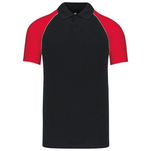 Pack of 25 POLO BASE BALL Shirts - Kariban K226 Black/Red