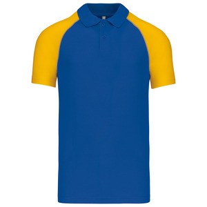 Pack of 25 POLO BASE BALL Shirts - Kariban K226 Royal Blue/Yellow