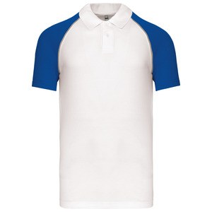 Pack of 25 POLO BASE BALL Shirts - Kariban K226 White/Royal Blue