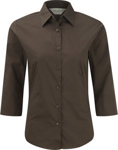 Russell Collection RU946F - Ladies' 3/4 Sleeve Fitted Shirt Chocolate