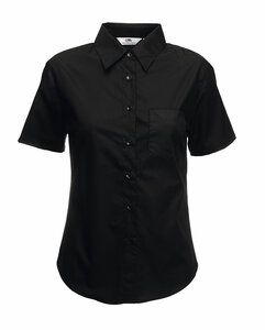 Fruit of the Loom SS014 - Lady-fit poplin short sleeve shirt Black