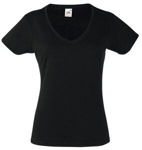 Fruit of the Loom SS047 - Lady-fit valueweight v-neck tee Black