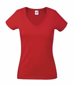 Fruit of the Loom SS047 - Lady-fit valueweight v-neck tee Red