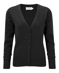 Russell Collection J715F - Women's v-neck knitted cardigan Black