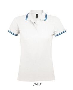 SOL'S 00577 - PASADENA MEN Polo Shirt Blanc / Aqua