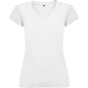 Roly CA6646 - VICTORIA V-neck short-sleeve t-shirt for women with 1x1 ribbed finishes White