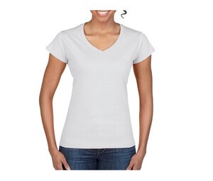 Gildan GN647 - Naisten V-aukkoinen t-paita 100% puuvillaa White