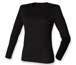 SF Women SK124 - Ladies Feel Good Long Sleeve Stretch T-Shirt Black