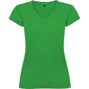 Roly CA6646 - VICTORIA V-neck short-sleeve t-shirt for women with 1x1 ribbed finishes Tropical Green