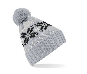 Beechfield BF456 - Fair Isle Snowstar Beanie Light Grey/Black/Off White