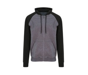 AWDIS JH063 - Zipped baseball sweatshirt Charcoal/ Black