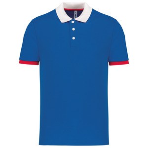 Proact PA489 - Men's performance piqué polo shirt Sporty Royal Blue / White / Red