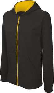 Kariban K486 - Kids’ full zip hooded sweatshirt Black / Yellow