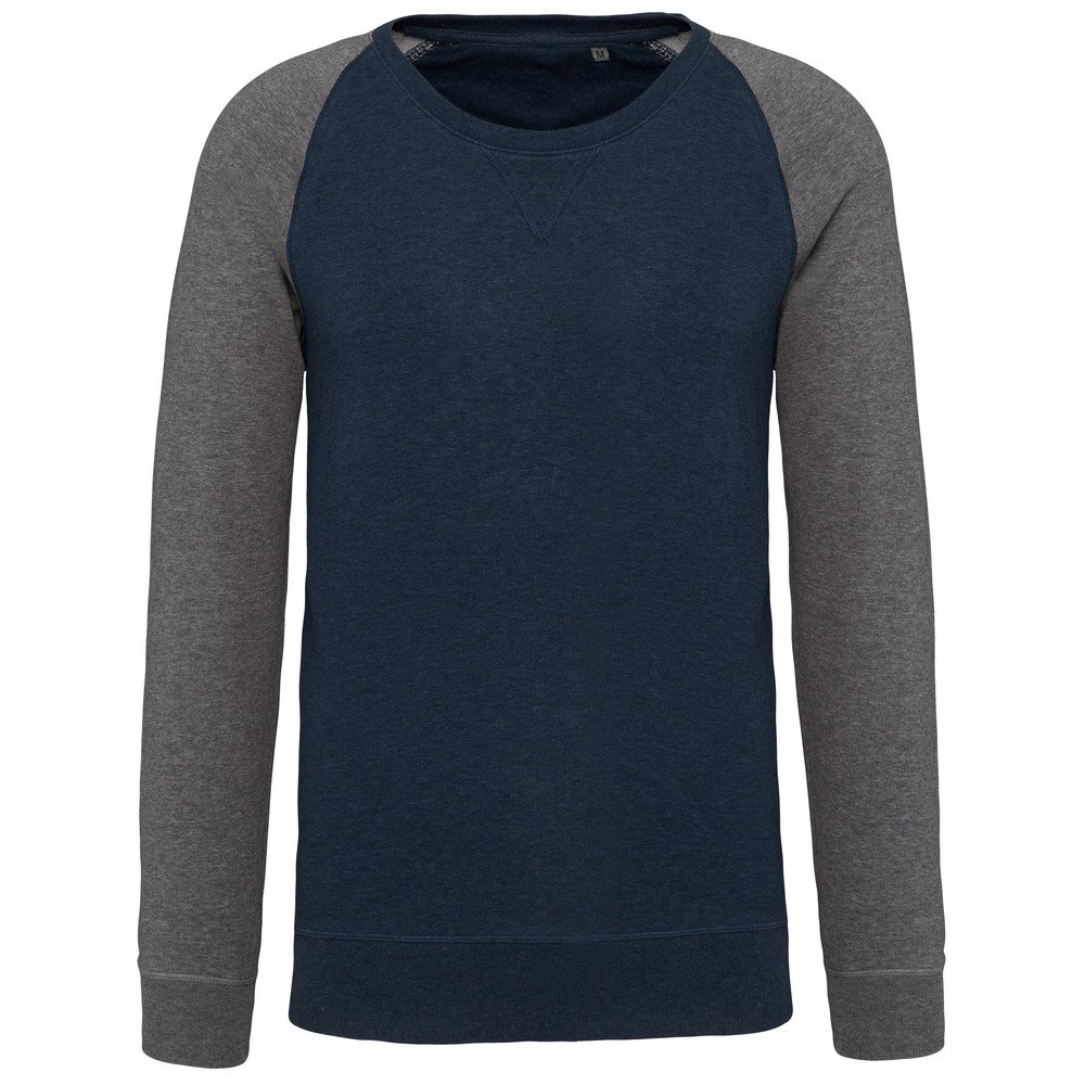 Kariban K491 - Men's two-tone organic crew neck raglan sleeve sweatshirt