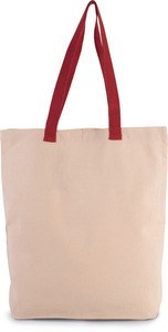 Kimood KI0278 - SHOPPER BAG WITH GUSSET AND CONTRAST COLOUR HANDLE Natural / Cherry Red