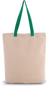 Kimood KI0278 - SHOPPER BAG WITH GUSSET AND CONTRAST COLOUR HANDLE Natural / Kelly Green
