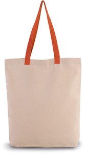Kimood KI0278 - SHOPPER BAG WITH GUSSET AND CONTRAST COLOUR HANDLE Natural / Spicy Orange
