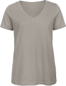B&C CGTW045 - Ladies' Organic Cotton V-neck T-shirt Light Grey