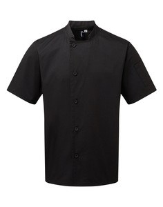 Premier PR900 - ‘Essential’ short sleeve chef’s jacket. Black