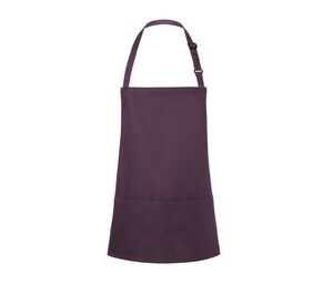 Karlowsky KYBLS6 - Basic Short Bib Apron with Buckle and Pocket Eggplant