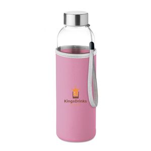 GiftRetail MO9358 - UTAH GLASS Lasinen juomapullo Pink