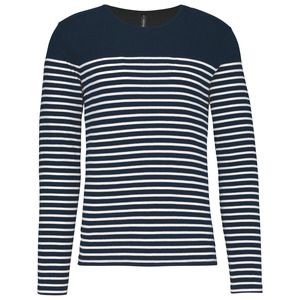 Kariban K366 - Men’s striped long sleeve mariniere Navy / White Stripes