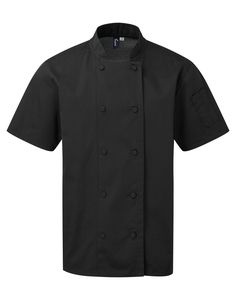 Premier PR902 - Coolchecker® short-sleeved chef's jacket Black