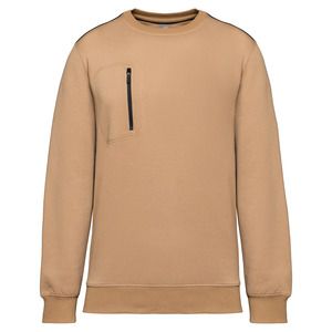 WK. Designed To Work WK403 - Unisex DayToDay contrasting zip pocket sweatshirt Camel/Black