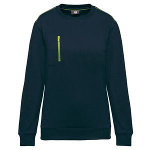 WK. Designed To Work WK403 - Unisex DayToDay contrasting zip pocket sweatshirt Navy/Fluorescent Yellow