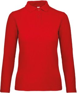B&C CGPWI13 - ID.001 Ladies' long-sleeved polo shirt Red
