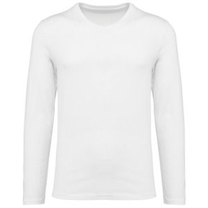 Kariban Premium PK306 - Men's V-neck long-sleeved Supima® t-shirt White