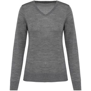 Kariban Premium PK911 - Ladies' V-neck merino jumper Grey Heather