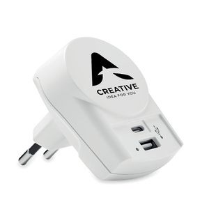 Skross MO6883 - EURO USB CHARGER A/C Matka-adapteri USB-laturi White