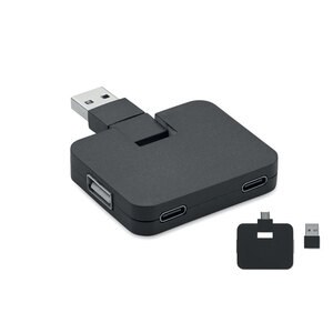 GiftRetail MO2254 - SQUARE-C 4-porttinen USB-keskitin 20 cm: