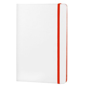 EgotierPro 37088 - Valkoinen PU-kantinen muistikirja, värikäs kuminauha COLORE