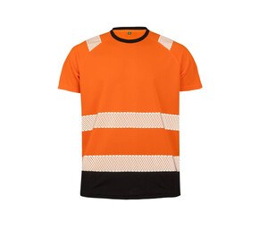 RESULT RS502X - T-shirt haute visibilité en polyester recyclé Fluo Orange / Black
