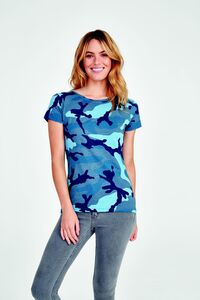 SOLS 01187 - Camo Women Round Collar T Shirt