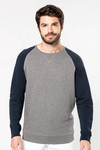 Kariban K491 - Mens two-tone organic crew neck raglan sleeve sweatshirt