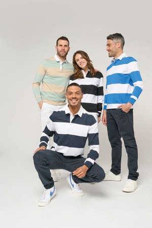 Kariban K285 - Unisex long-sleeved striped polo shirt